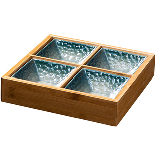 九宫格竹木餐具瓷碟餐厅刺身盘火锅分格陶瓷拼盘围炉煮茶下午茶盒