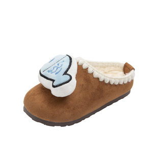 卡通企鹅和鱼儿童包头勃肯拖鞋2025秋冬新款男女童室内加绒棉拖鞋