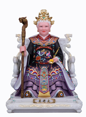 汉白玉黑妈妈护法神像玄关供奉