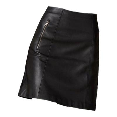 欧洲站2025秋冬新款真皮皮裙女半身裙绵羊皮A字修身中长款皮短裙