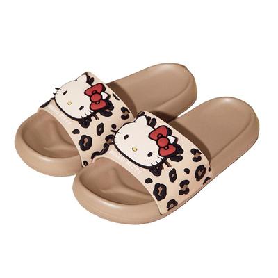 Gukoo/果壳拖鞋女夏季HelloKitty联名新款豹纹EVA女士居家凉拖鞋