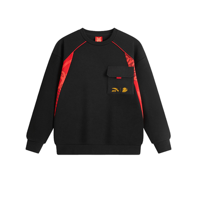 安踏儿童卫衣男童大小童装2026新年款春季马年保暖喜庆连帽套头衫