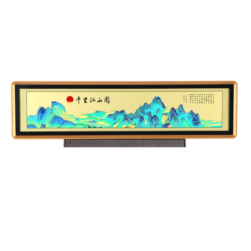 千里江山图铜雕画桌面摆件礼盒