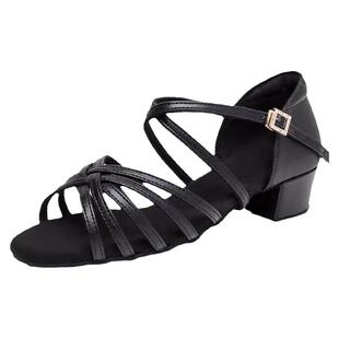 韵舞拉丁舞鞋女童黑色室内软底专业跳舞鞋2025新款比赛儿童拉丁鞋