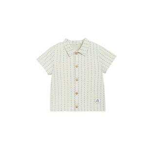 whitewheat儿童26夏季新款衬衫男女童刺绣衬衣宝宝纯棉短袖polo衫