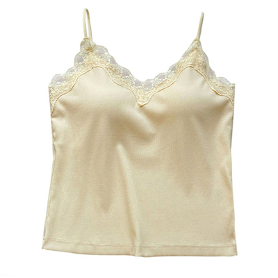 黛美芮螺纹棉女固定杯细吊带背心