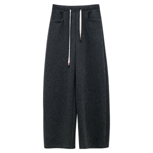 一三良品小个子 百搭加厚松紧腰阔腿裤直筒拖地卫裤女冬休闲裤子