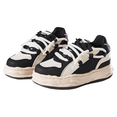 DVO【双鞋带面包】7CM隐形增高2025春季厚底休闲板鞋情侣时尚鞋男