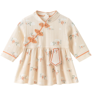 【清仓】宝宝连衣裙春秋季纯棉公主裙婴儿中式盘扣周岁礼外出裙子