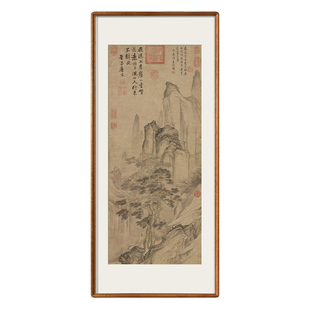 唐寅-空山观瀑图版画客厅装饰画过道玄关挂画山水画客厅壁画