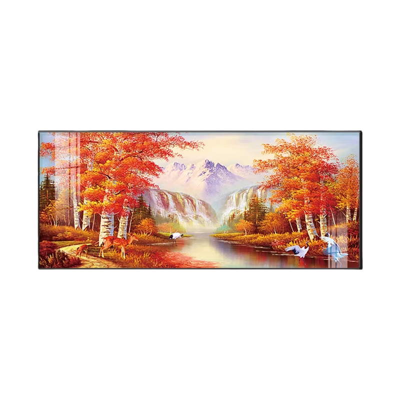 现代简约客厅山水灯光有框装饰画