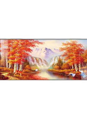 现代简约客厅山水灯光有框装饰画