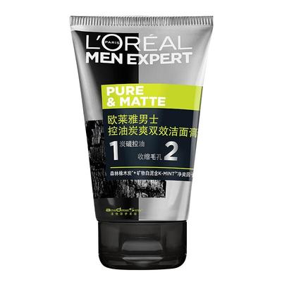 欧莱雅男士控油油炭爽双效洁面膏