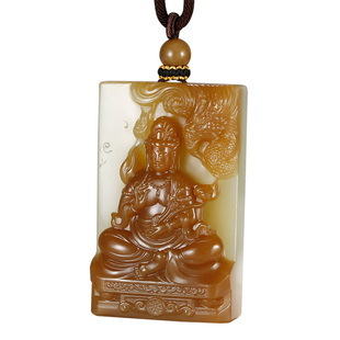 玉说和田玉观音吊坠男款玉坠糖青白玉御龙荷花观自在菩萨玉石挂件