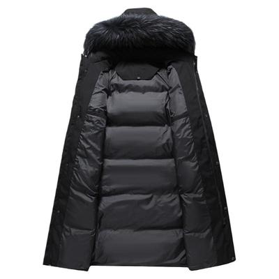 白鸭绒羽绒服连帽学生加长过膝