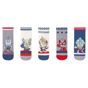 奥特曼袜子秋季纯棉无骨a类儿童袜子男童吸汗防臭男宝卡通中筒袜