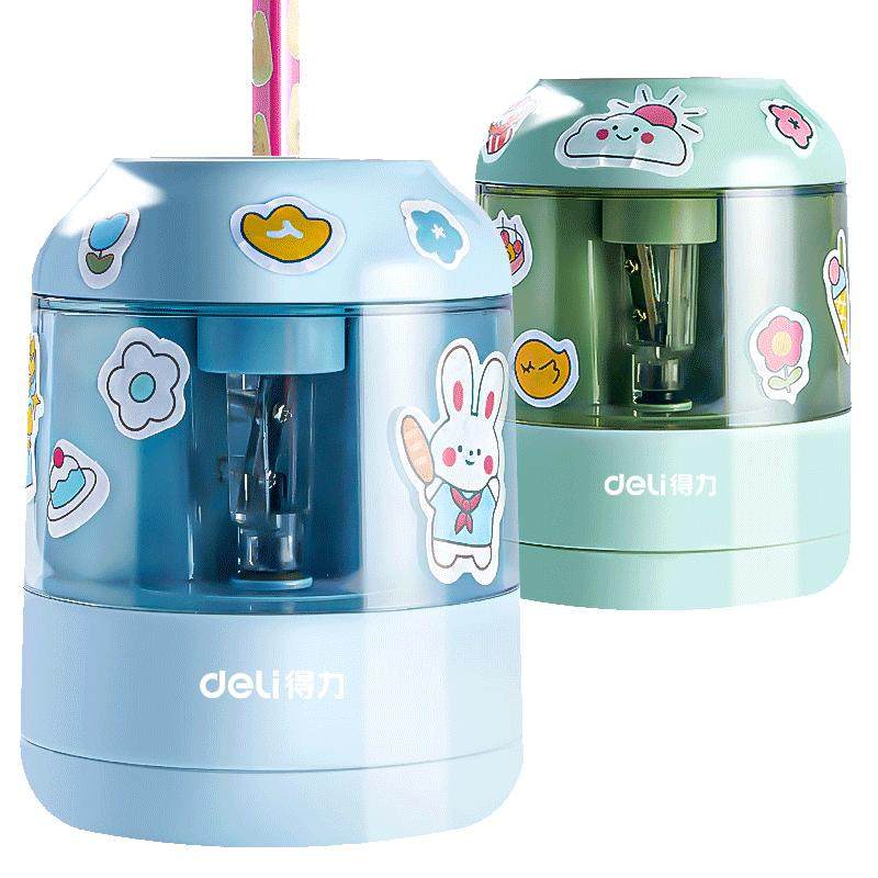 得力自动削笔刀削笔器电动转笔刀小学生专用铅笔刀卷笔刀幼儿园儿童文具礼品铅笔刀削器削笔机电动文具套装