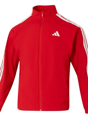 Adidas阿迪达斯红色新年款外套2026春新款加绒立领夹克上衣KR2519