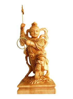 哪吒三太子黄杨木雕中坛元帅摆件