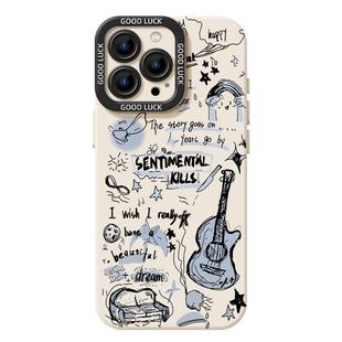 涂鸦吉他蝴蝶手机壳适用苹果16硅胶17带挂绳iphone15promax情侣14plus套13mini/12新款11小众x高级感8男7女xs