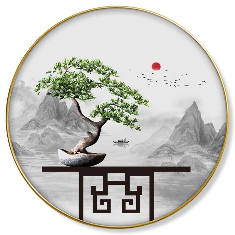 定制双面透光玻璃屏风玄关装饰画