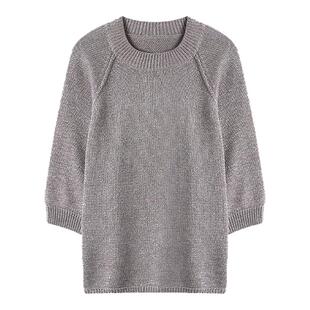 【超值特价】GOLDEN BARRY圆领纱线针织衫七分袖毛衫内搭246418