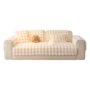 法式复古兔兔绒沙发垫冬2025新款秋冬季加厚毛绒坐垫子防滑盖布巾