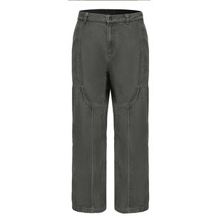 TIRES 24AW 日系复古重水洗工装裤 直筒立体双膝伐木长裤宽松男女