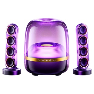 华强北水晶琉璃5蓝牙音箱桌面音响电脑低音炮曼哈顿客厅环绕家用