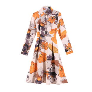 连衣裙女早春季2023新款长袖 大码修身中长装时尚胖子mm气质雪纺