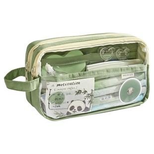 高颜值大容量笔袋透明简约多功能文具袋铅笔袋可分类文具收纳包