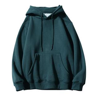 500g重磅不倒绒美式复古连帽卫衣男女纯色慵懒风情侣帽衫加绒外套