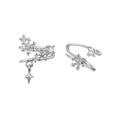 DOACH雪花星芒纯银无耳洞耳夹