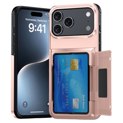 开盖卡包支架适用iPhone17pro手机壳新款苹果16plus带隐藏卡套13por装卡14promax放卡11门禁卡15收纳12零钱包