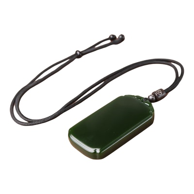 和田玉碧玉平安牌吊坠