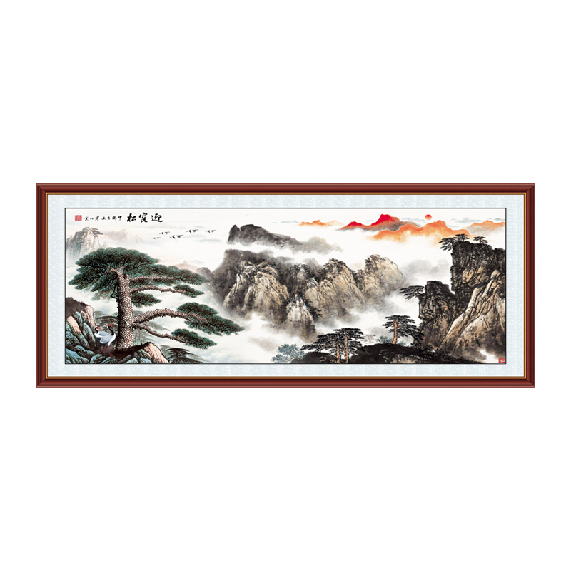 墙画贴画墙贴壁纸自粘墙纸贴纸办公室中式客厅装饰背景山水画壁画