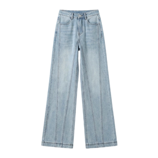 重工镶钻加绒微喇牛仔裤女秋冬新款水钻小个子喇叭裤长裤九分裤