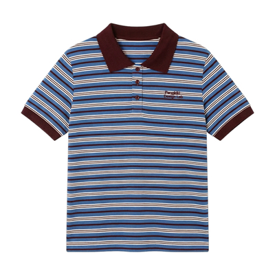 老章和小胖PONGKIKI大码女装品牌条纹Polo短袖T夏季胖mmT恤