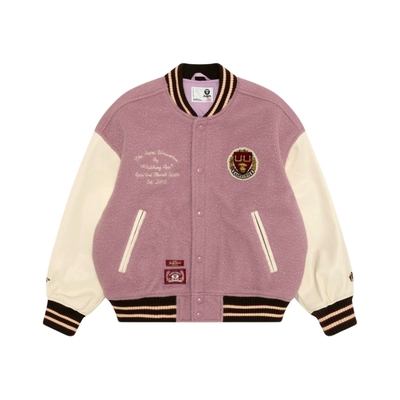 Aape校园徽章美式撞色棒球夹克