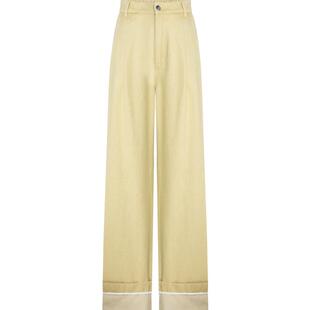 H·GENTEEL荷高年新款秋装脚口翻折中高腰宽松直筒牛仔裤女