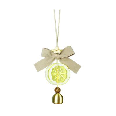 柠檬片铜铃汽车挂件紫檀喜乐平安