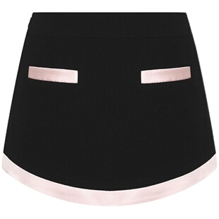 Maison Wester秋季流行黑粉拼接蝴蝶结系带修身西服短裙两件套