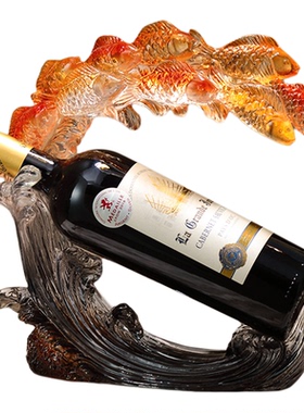 红锦鲤红酒架摆件轻奢高级感