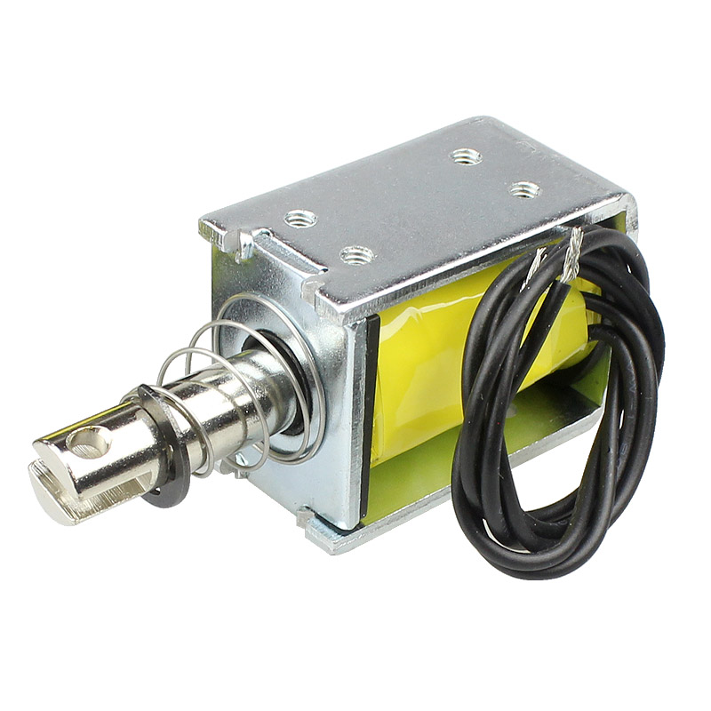 贯穿强力小型电磁锁5v12V24V牵引直流电磁铁推拉式微型电动伸缩杆