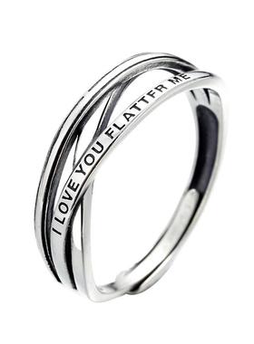 925银英文编织复古个性新款戒指