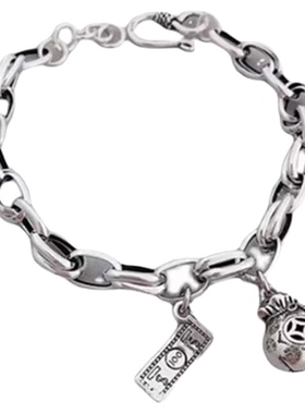 纯银做旧六角星手链女轻奢小众