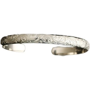 一休松井直毅Dearblossom高桥吾郎风格925纯银纯手工唐草平打手镯