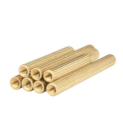 M2双通圆形铜柱安防监控铜柱摄像头铜螺丝柱圆型直纹铜支柱隔离柱