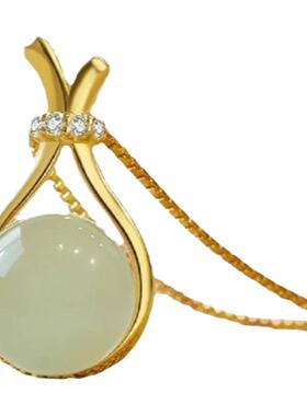 时尚复古小众轻奢锁骨链仿和田玉