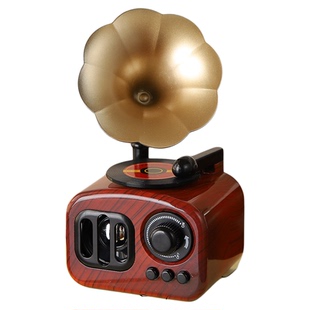 中古风玄关桌面摆件复古留声机模型八音盒音乐盒高级感小众装饰品